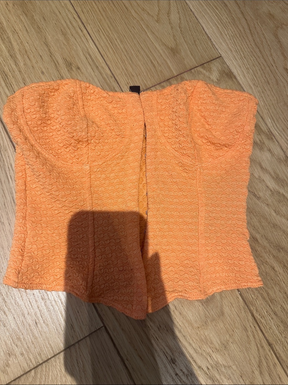 Strapless Textured Bustier Top - Orange